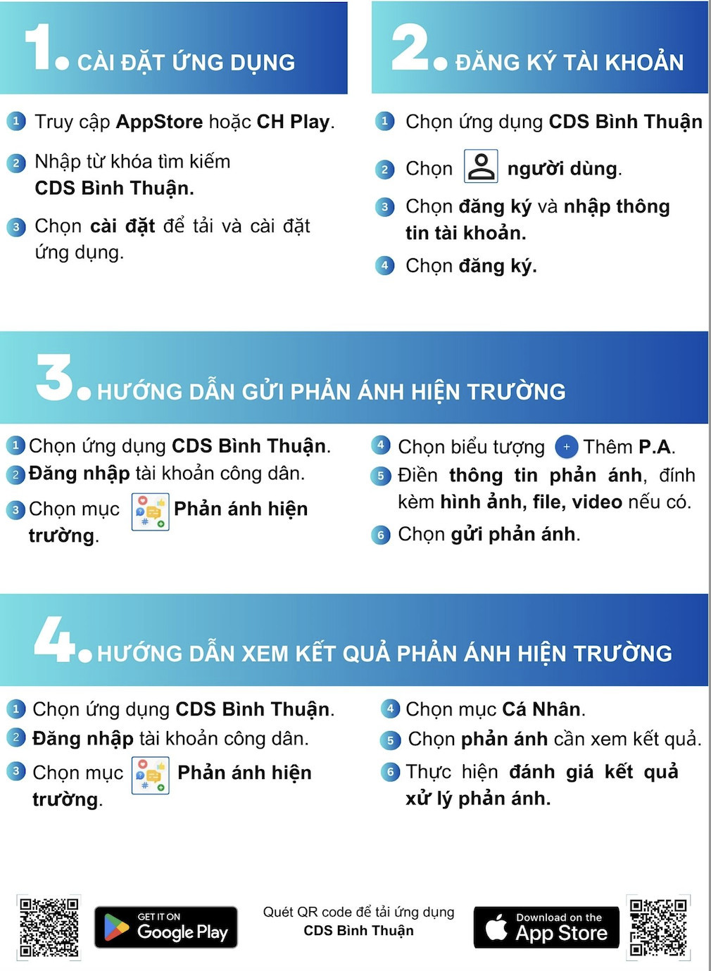 Giao diện hướng dẫn cài đặt ứng dụng công dân số cho người dân Bình Thuận