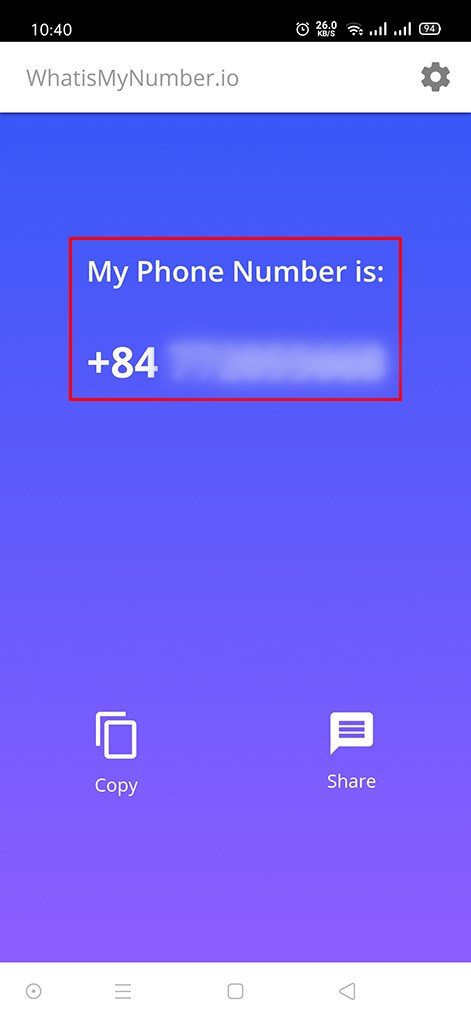 Kết quả hiển thị số điện thoại Mobifone sau khi quay lại ứng dụng My Number