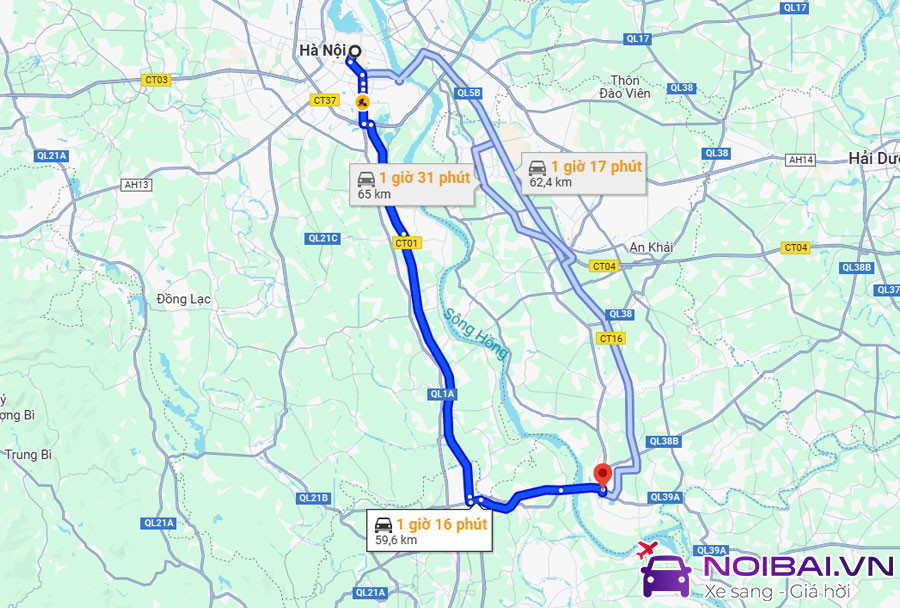 Khoảng cách từ Hưng Yên đến trung tâm Hà Nội khoảng 60km