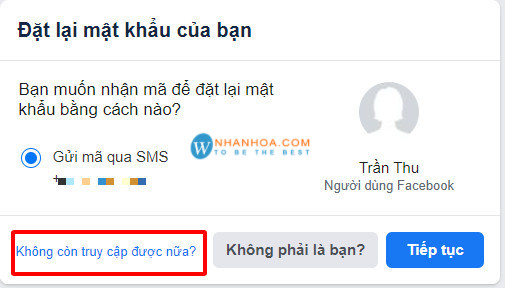 Lựa chọn không thể truy cập tài khoản khi khôi phục mật khẩu Facebook