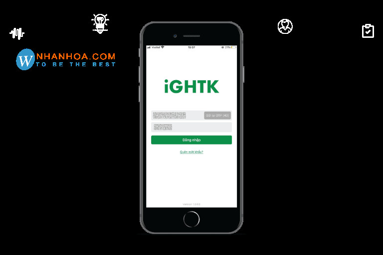 Màn hình đăng nhập ứng dụng iGHTK bằng số điện thoại để tra cứu