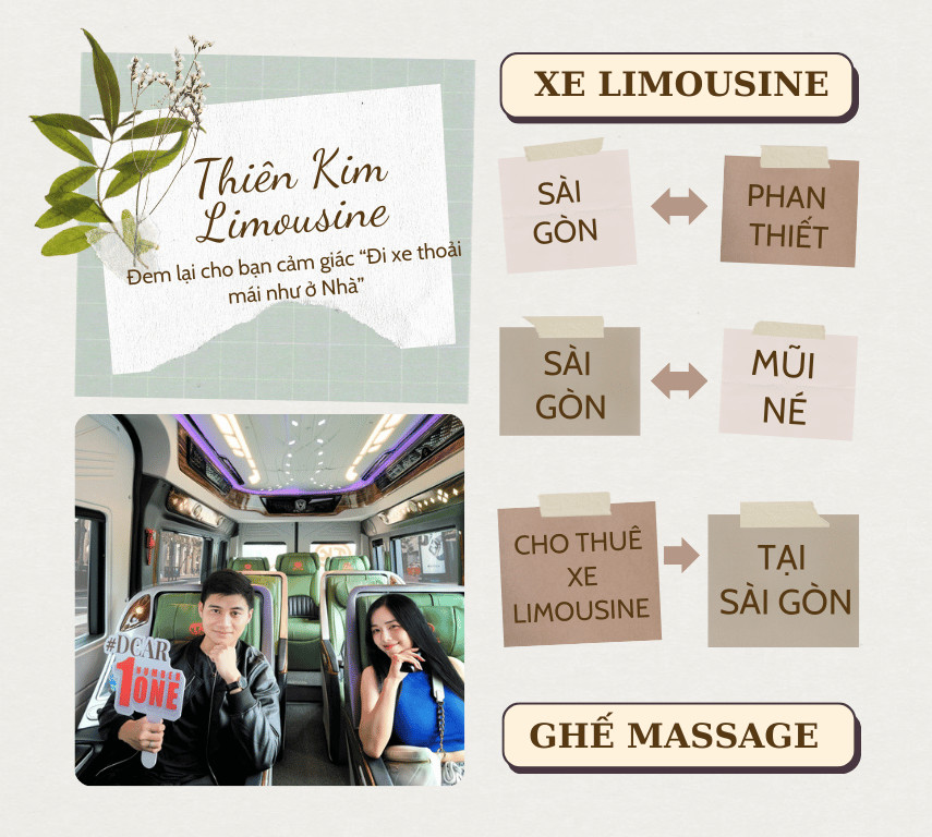 Nội thất sang trọng của xe đi Phan Thiết Mũi Né Limousine