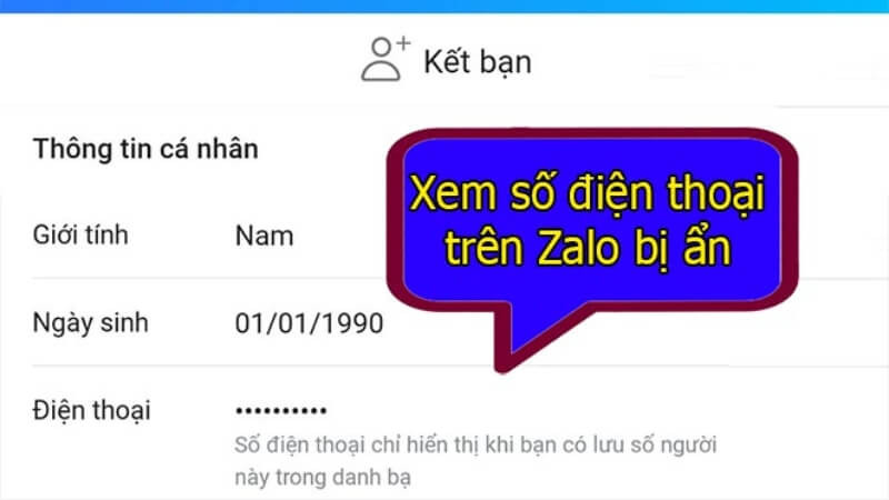 Số điện thoại Zalo bị ẩn bởi cài đặt quyền riêng tư