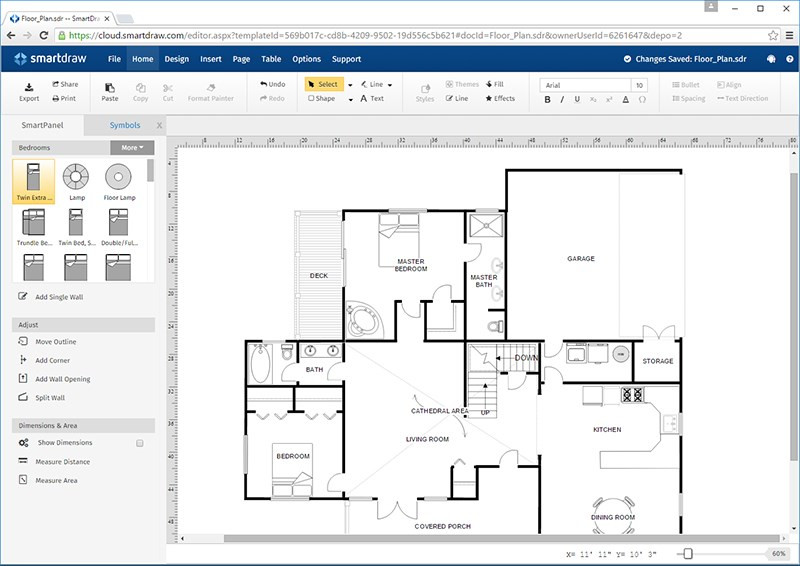 Sơ đồ nhà chi tiết được thiết kế bằng phần mềm SmartDraw
