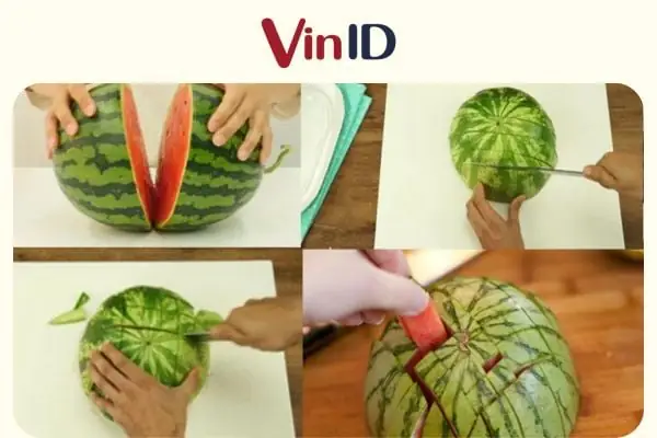 Bổ Dưa Hấu Úp Ngược Thành Khối Dài