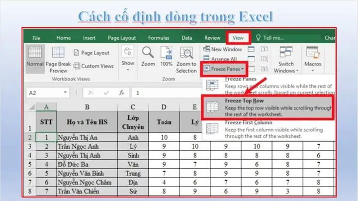 Cách Cố Định Cột, Dòng Trong Excel Chi Tiết Từng Bước