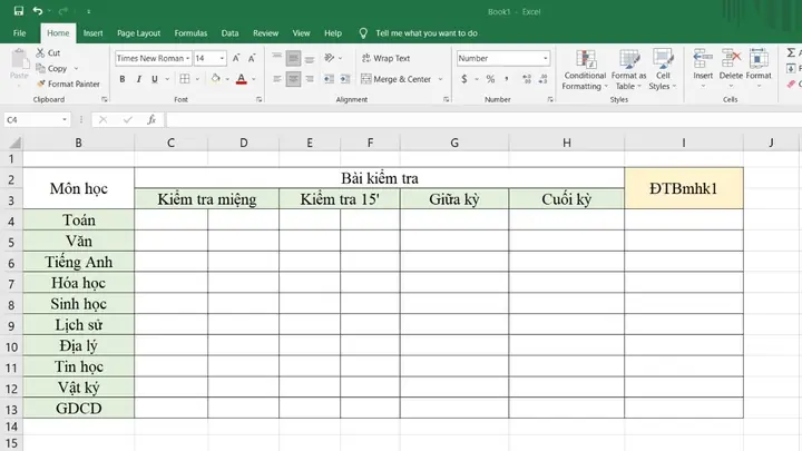 Cách Tính Điểm Trung Bình Môn Học Kỳ 2 Bằng Excel