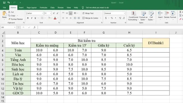 Cách Tính Điểm Trung Bình Môn Học Kỳ 2 Bằng Excel