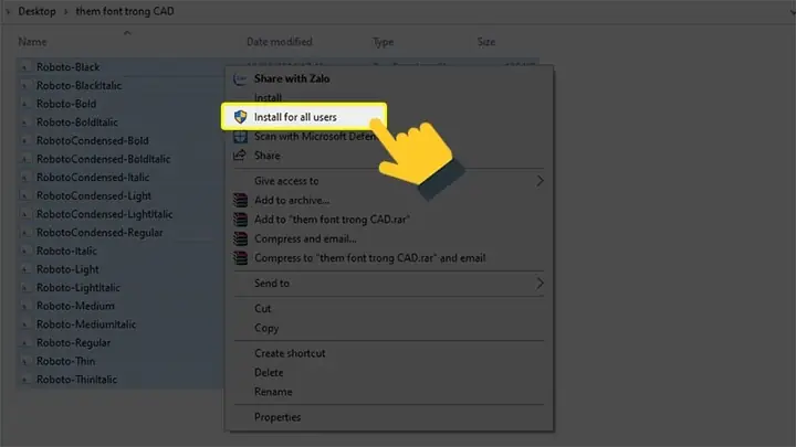 Chọn Font Cần Cài Đặt