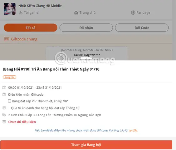 Cách Nhập Code Đổi Thưởng