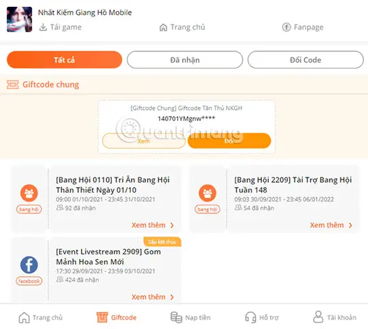 Cách Nhập Code Đổi Thưởng