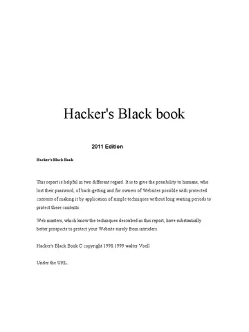 Hackers Black Book (2011-edition) | Pdf | Websites | World Wide Web