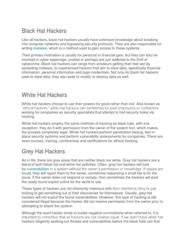 Black Hat Hackers | Pdf | Security Hacker | White Hat (computer ...