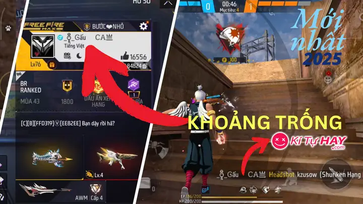1805+ Ký Tự Khoảng Trống Nhỏ Ff Ob51 ❤️✔️ Pubg, Liên Quân ...