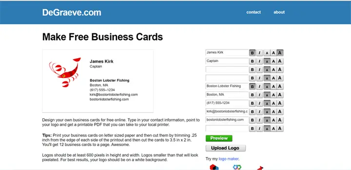 10. Degraeve.com - Thiết Kế Thẻ Nhân Viên Online