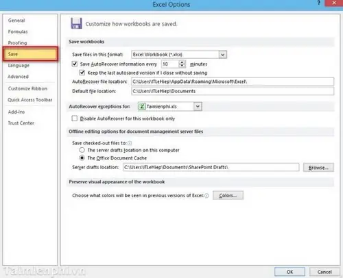 Cài Đặt Thời Gian Lưu File, Save Tự Động