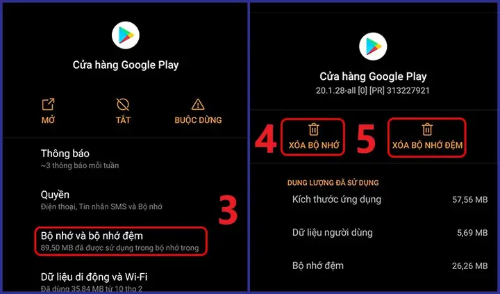 Xóa Dữ Liệu (data) Và Bộ Nhớ Đệm (cache) Của Ch Play