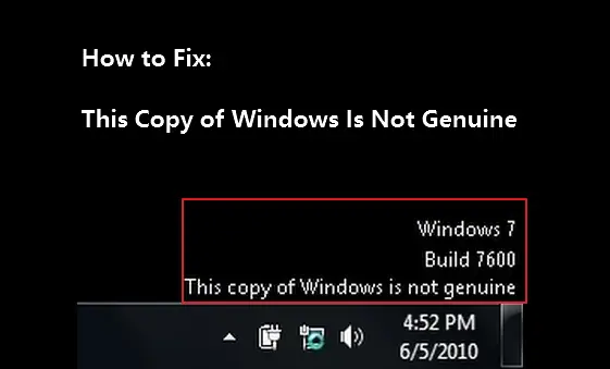 Windows 7 Build 7601 This Copy Of Windows Is Not Genuine Error