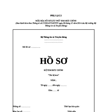 Mẫu Bìa Hồ Sơ Lưu Trữ Tem Bưu Chính (áp Dụng Đối Với ... Mẫu Bìa Hồ Sơ Lưu Trữ Tem Bưu Chính (áp Dụng Đối Với ...