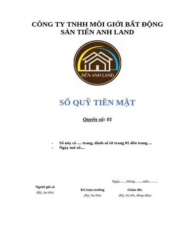 Mẫu Bìa Sổ Quỹ Tiền Mặt Bìa Trong | Pdf