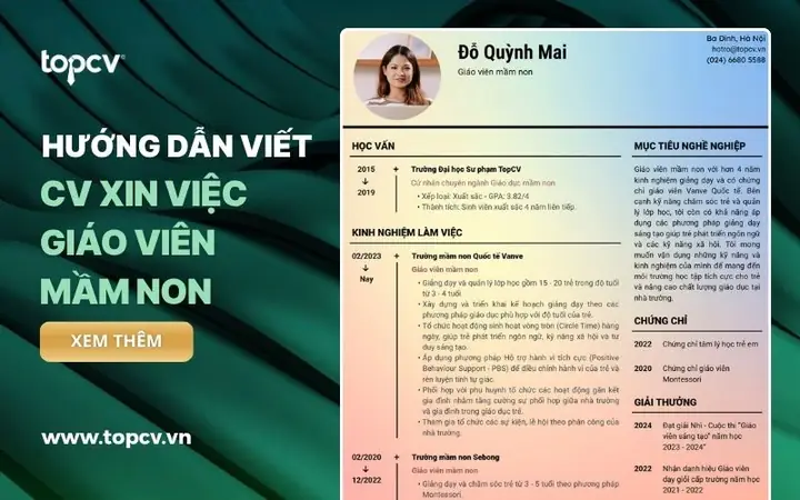 Hướng Dẫn Viết Cv Xin Việc Giáo Viên Mầm Non Chuẩn, Chuyên Nghiệp