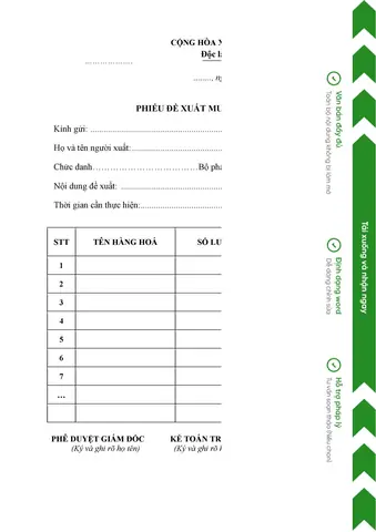 Phiếu Đề Xuất Mua Hàng - Đầu Tư & Kinh Doanh - Mẫu Văn Bản - Hệ ...