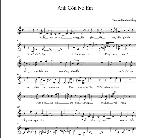 Hợp Âm Và Sheet Nhạc Anh Còn Nợ Em – Quang Dũng - Trường Âm ...